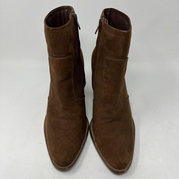 Gianni Bini Tovyy Booties Brown Suede Leather Block Heel Zip Up Women’s Size 7.5 - Picture 5 of 13